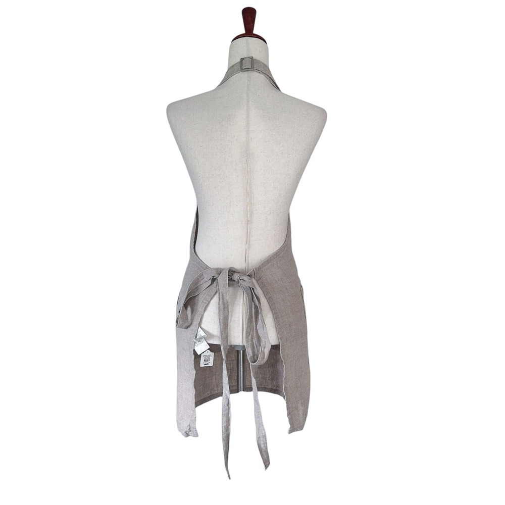Williams Sonoma NWT 100% Linen Apron Natural Boho Minimalist Sand Tone - Picture 7 of 10